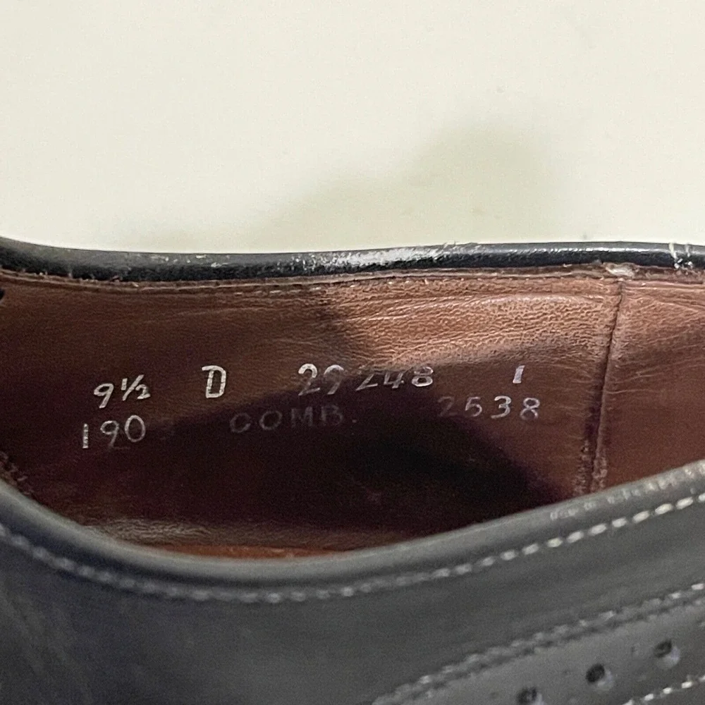 Allen Edmonds Mens Chester 9.5 D Black Leather Wingtip Oxfords Brogue Shoes USA‎